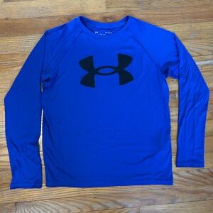 Under Armour Royal Blue Long Sleeve Tee Performance Top Youth Large Loose Fit